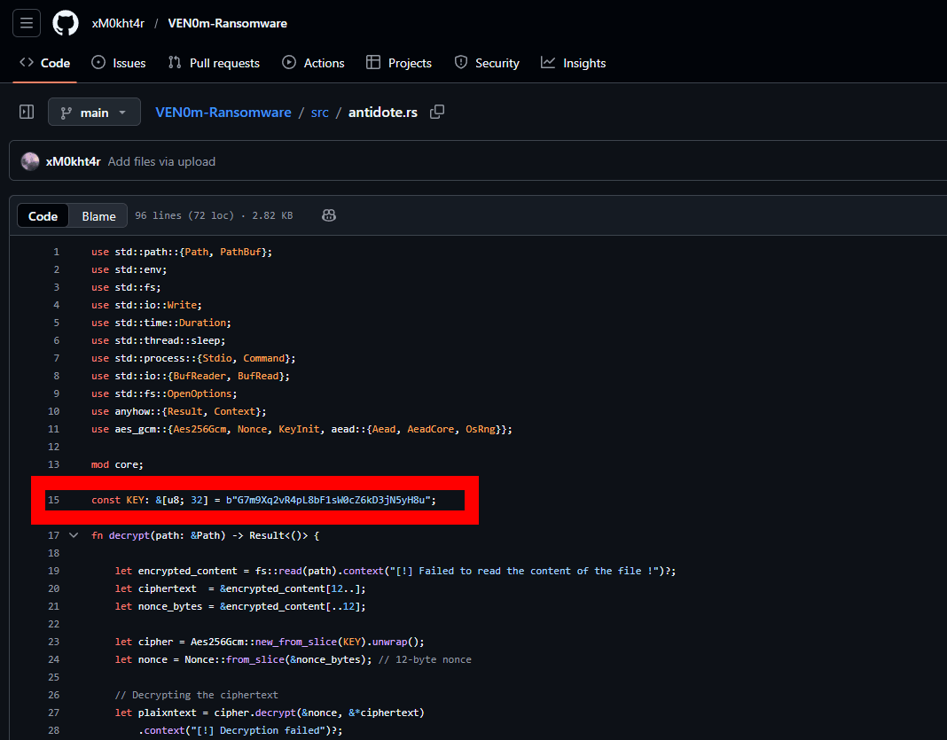 Figure 14: Supporting artifact view relevant to key recovery