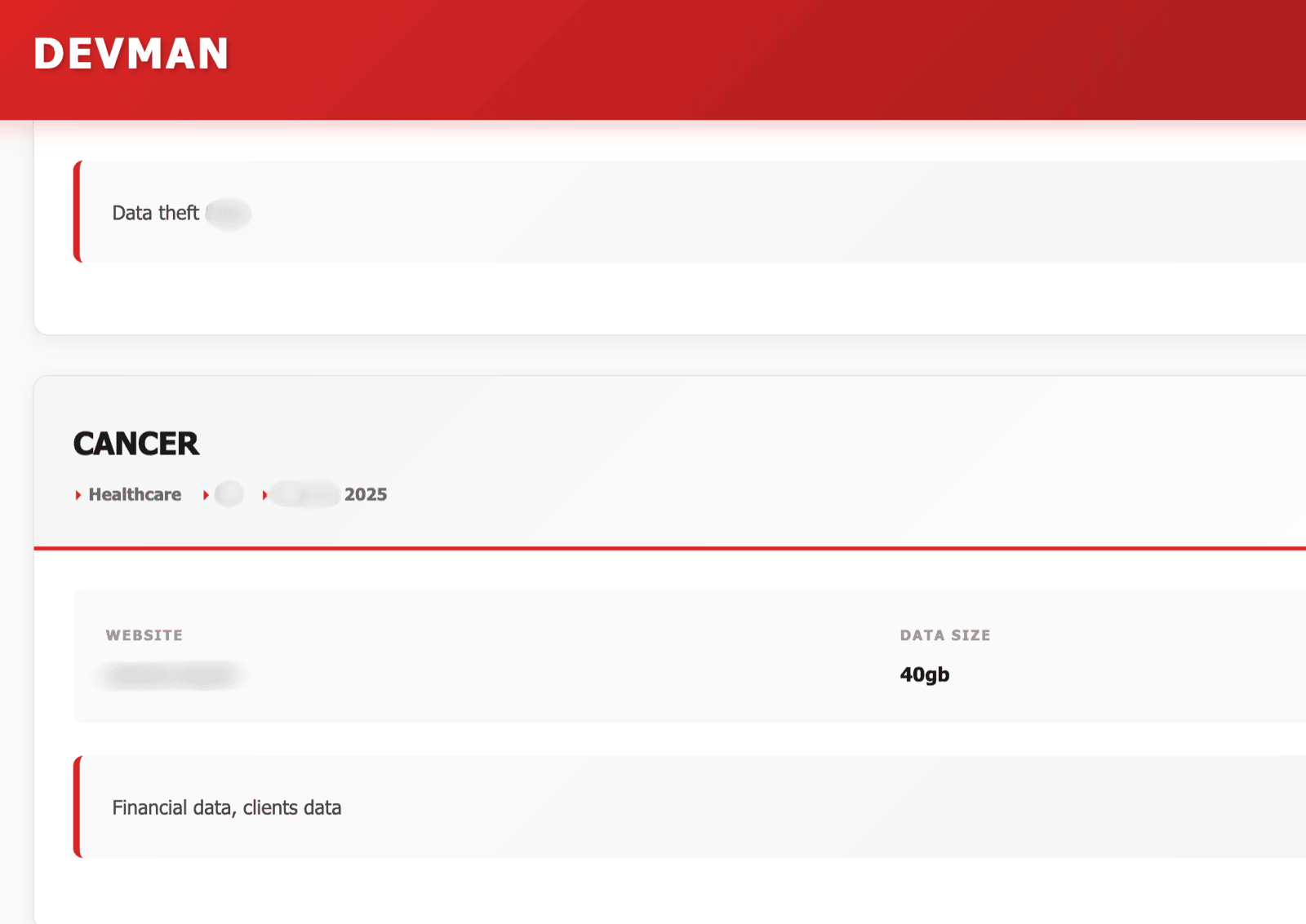 Figure 4 - DLS Post by Devman regarding the financial and client data it obtained from a non-profit organization focused on fighting cancer.
